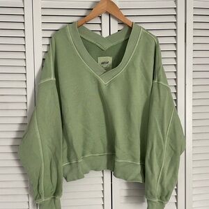 Aerie Green V-Neck Sweatshirt